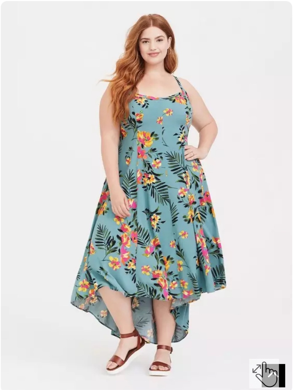 Torrid Women's Size 3X Floral Print Challis High Low Strappy Flowy Dress Spring